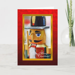 Tarjeta de Navidad roja de la foto del cascanueces