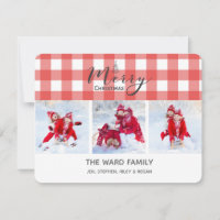 Tarjeta de Navidad roja de la guinga 3-Photo