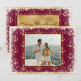 Tarjeta de Navidad Roja de Navidad con Foto Náutic