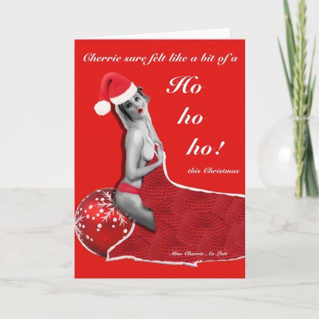 Tarjeta de Navidad roja divertida y grosera de chi (Anverso)