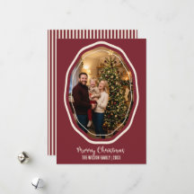 Tarjeta de Navidad Roja Elegante y Moderna con Fot