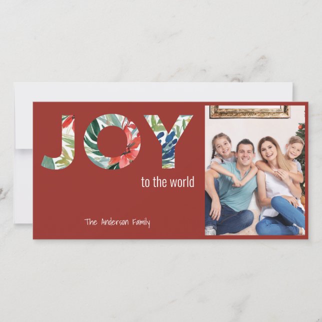 Tarjeta de Navidad Roja Moderna con 1 Foto 'Alegrí (Anverso)