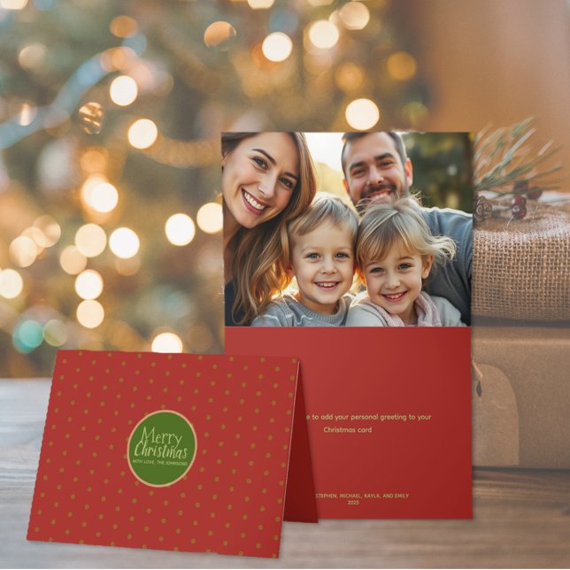Tarjeta de Navidad Roja Plegada con Foto (Subido por el creador)