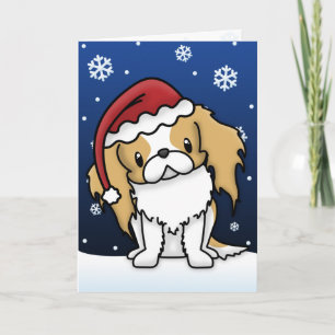 Tarjeta de Navidad roja y blanca de Kawaii del
