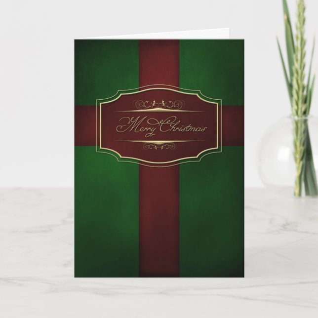 Tarjeta de navidad roja y verde (Anverso)