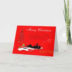 Tarjeta de Navidad - rojo negro del perro de