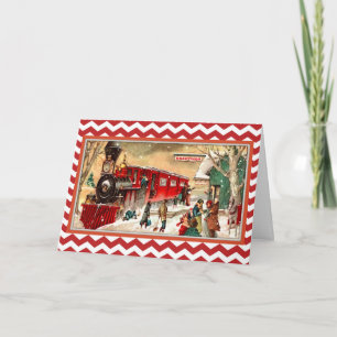 Tarjeta de Navidad Rojo Vintage