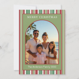 Tarjeta de Navidad Rojo y Verde con Arco 1 Foto