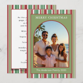 Tarjeta de Navidad Rojo y Verde con Arco 1 Foto