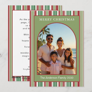 Tarjeta de Navidad Rojo y Verde con Arco 1 Foto