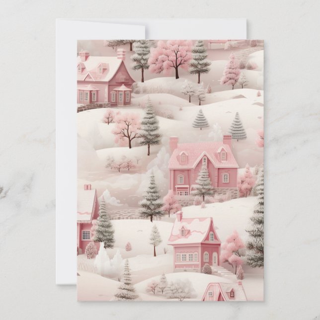 Tarjeta de Navidad rosa (Anverso)