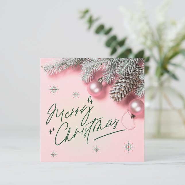 Tarjeta de Navidad Rosa (Anverso de pie)