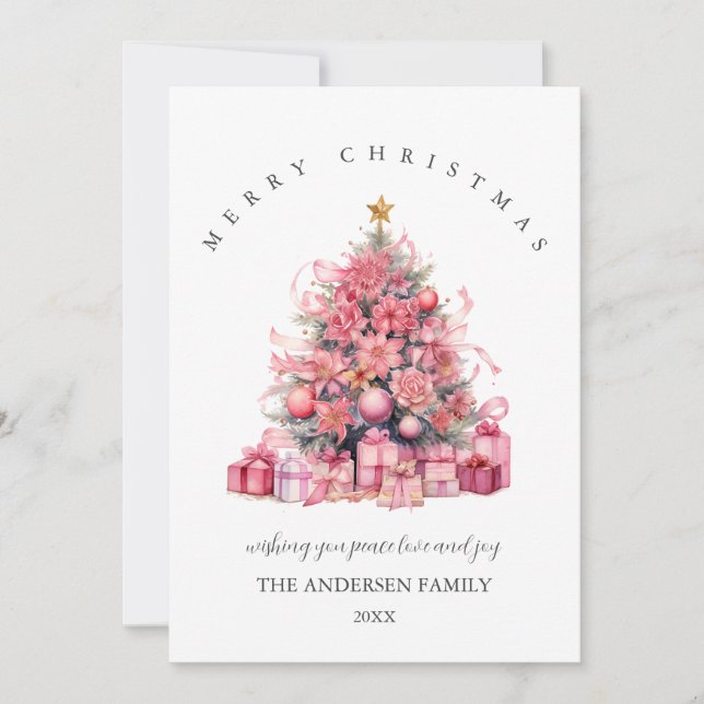Tarjeta de Navidad Rosa (Anverso)