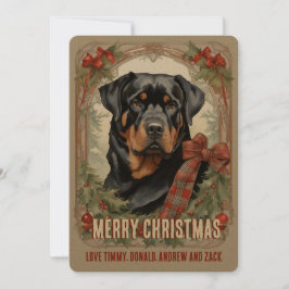 Tarjeta de Navidad Rottweiler Dog Vintage