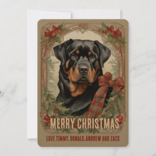 Tarjeta de Navidad Rottweiler Dog Vintage