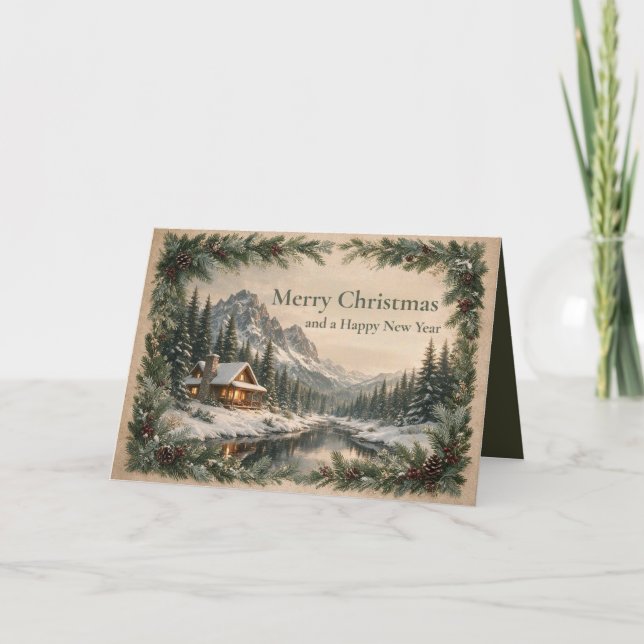 Tarjeta de Navidad Rústica (Anverso)