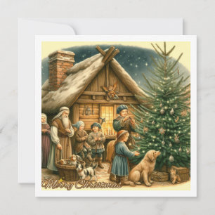 Tarjeta de Navidad Rústica de la Edad Media