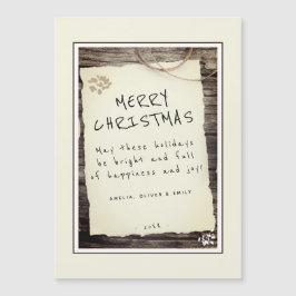 Tarjeta de Navidad rústica de madera con papel vie