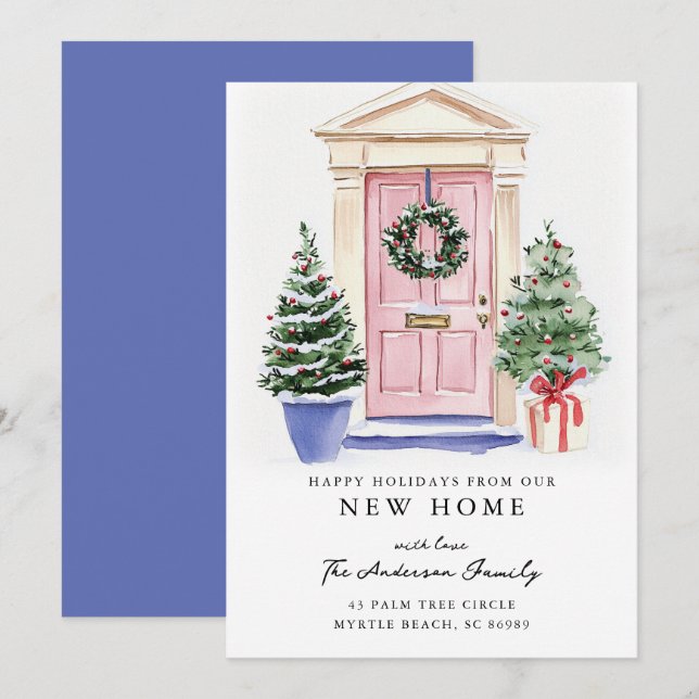 Tarjeta de Navidad rústica de nueva casa (Anverso / Reverso)