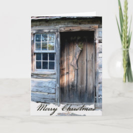 Tarjeta de Navidad rústica del país de la cabaña