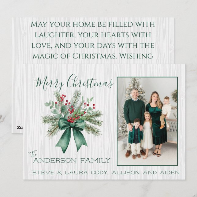 Tarjeta de Navidad Rústica Personalizable (Anverso / Reverso)