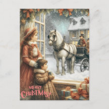 Tarjeta de Navidad Rústica Victoriana