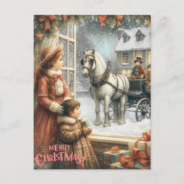 Tarjeta de Navidad Rústica Victoriana (Anverso)