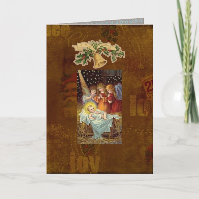 Tarjeta de Navidad santa de la estación (Anverso)