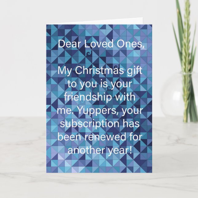 Tarjeta de Navidad sarcástica de la Colcha de Temp (Anverso)