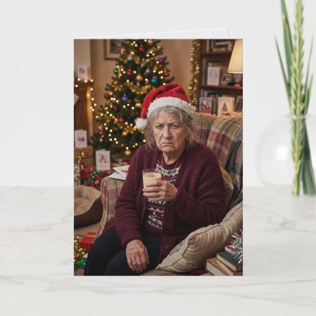 Tarjeta de Navidad sarcástica para la señora gruño (Anverso)