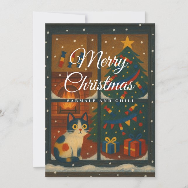 Tarjeta de Navidad Sarmale y Relájate (Anverso)
