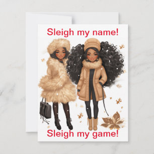 Tarjeta de Navidad Sassy de Navidad con Trineo