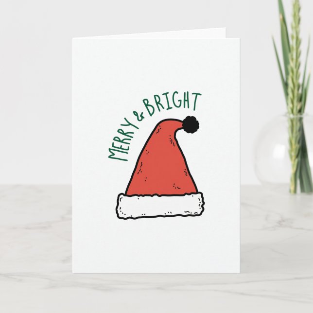 Tarjeta de Navidad sencilla con sombrero de Santa  (Anverso)