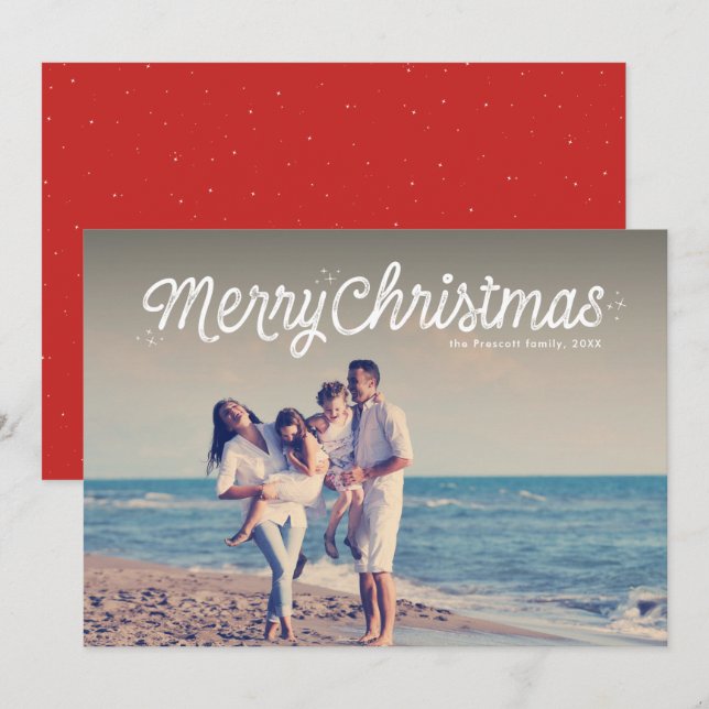 Tarjeta de Navidad sencilla para foto de vacacione (Anverso / Reverso)