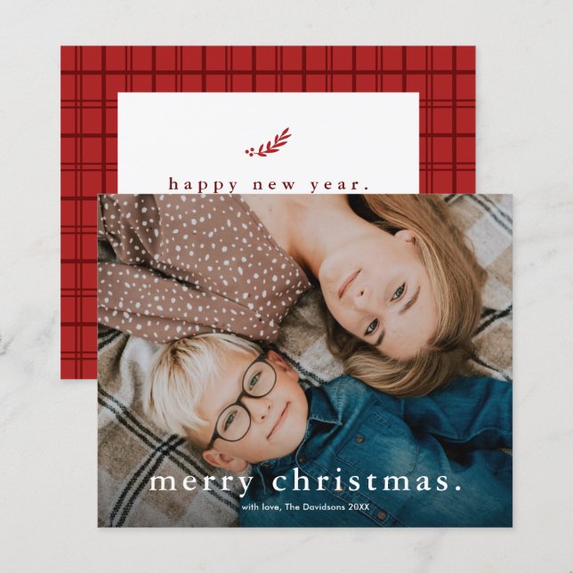 Tarjeta de Navidad sencilla tipo foto Presupuesto (Anverso / Reverso)