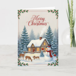 Tarjeta de Navidad Serenidad de Cabaña de Invierno