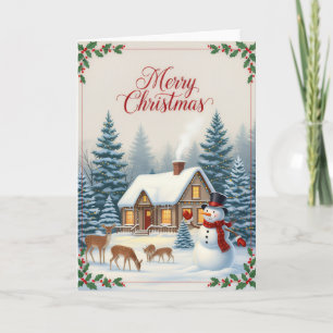 Tarjeta de Navidad Serenidad de Cabaña de Invierno