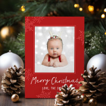 Tarjeta de Navidad Simple con Guión y Copos de Nie