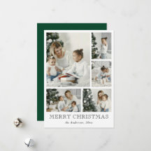 Tarjeta de Navidad simple de collage de fotos verd