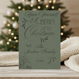 Tarjeta de Navidad Simple Green Vintage