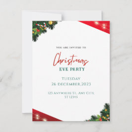 Tarjeta de Navidad Simple Roja y Blanca