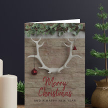 Tarjeta de Navidad sin foto con cuernos de reno