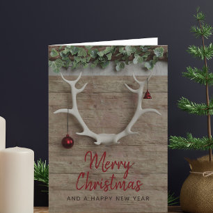 Tarjeta de Navidad sin foto con cuernos de reno