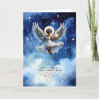Tarjeta de Navidad sin foto de ángel afroamericano