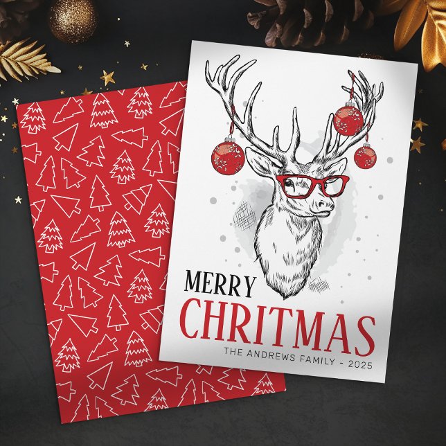 Tarjeta de Navidad sin foto de Reno Hipster (Subido por el creador)