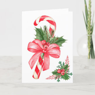 Tarjeta de Navidad sobria del bastón de caramelo