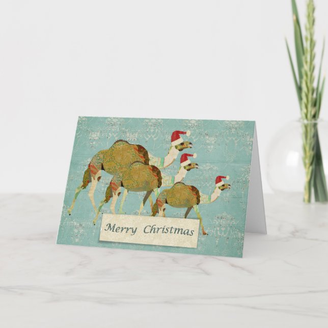 Tarjeta de Navidad soñadora de los camellos (Anverso)