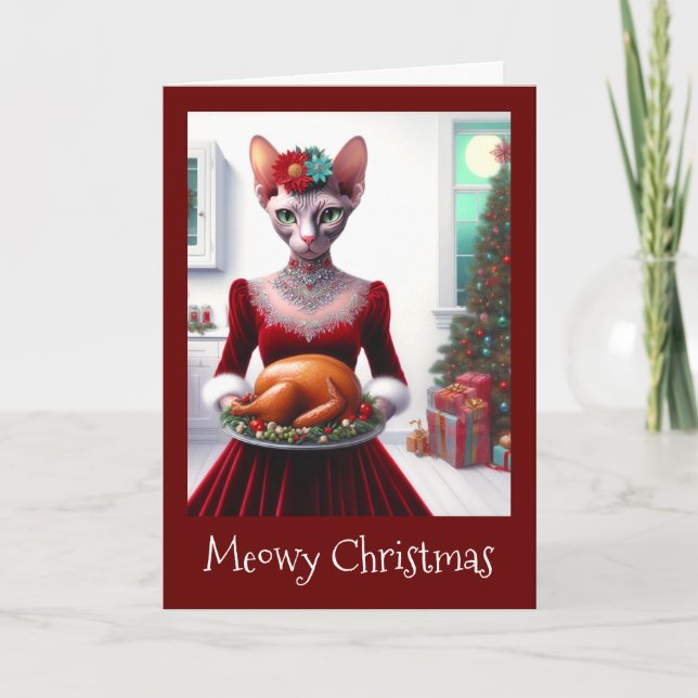 Tarjeta de navidad | Sphynx Cat Lady Xmas Turquía (Anverso)