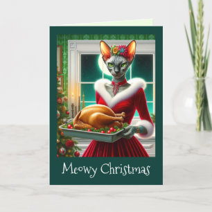 Tarjeta de navidad   Sphynx Cat Lady Xmas Turquía