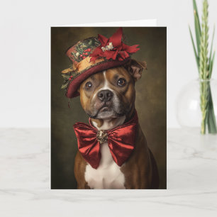 Tarjeta de Navidad Staffie Elegante Perro Victoria